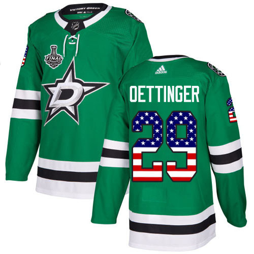 Adidas Dallas Stars 29 Jake Oettinger Green Home Authentic USA Flag Youth 2020 Stanley Cup Final Stitched NHL Jersey